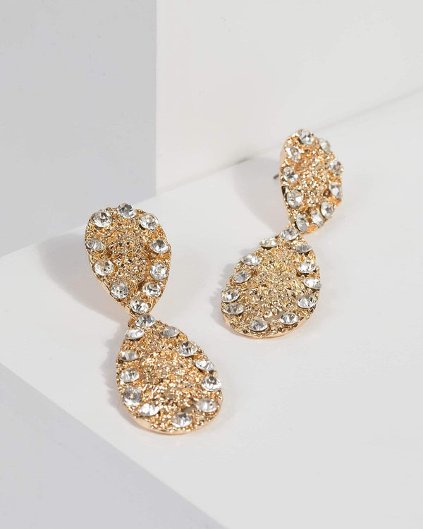 Gold Crystal Clustered Earrings | Earrings