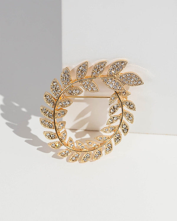 Colette by Colette Hayman Gold Crystal Detail Leaf Brooch