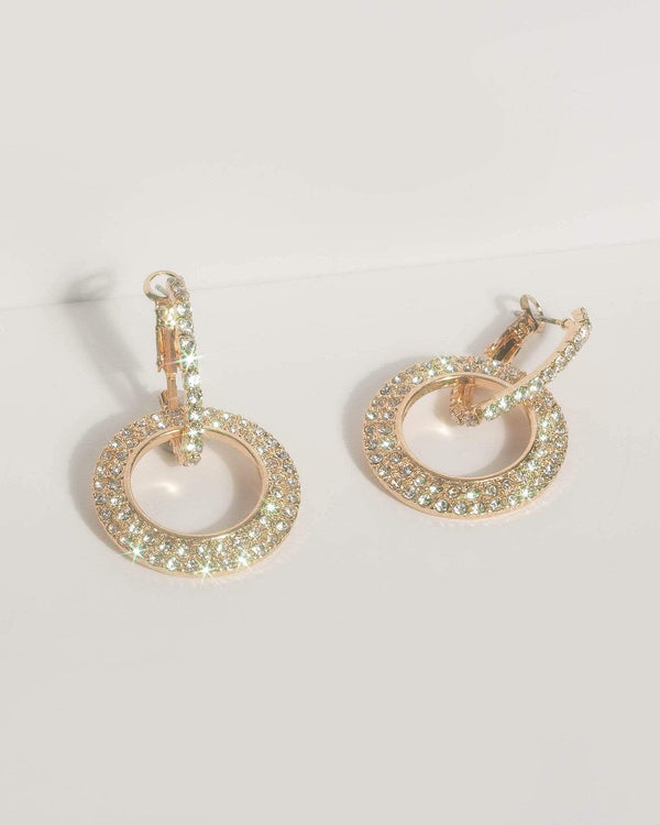 Gold Crystal Double Hoop Earrings | Earrings