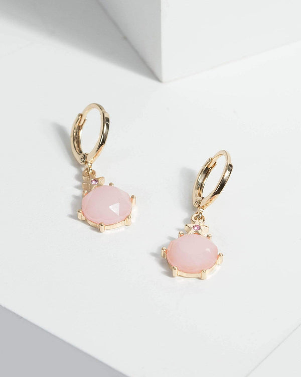 Gold Crystal Drop Huggie Hoop Earrings | Earrings