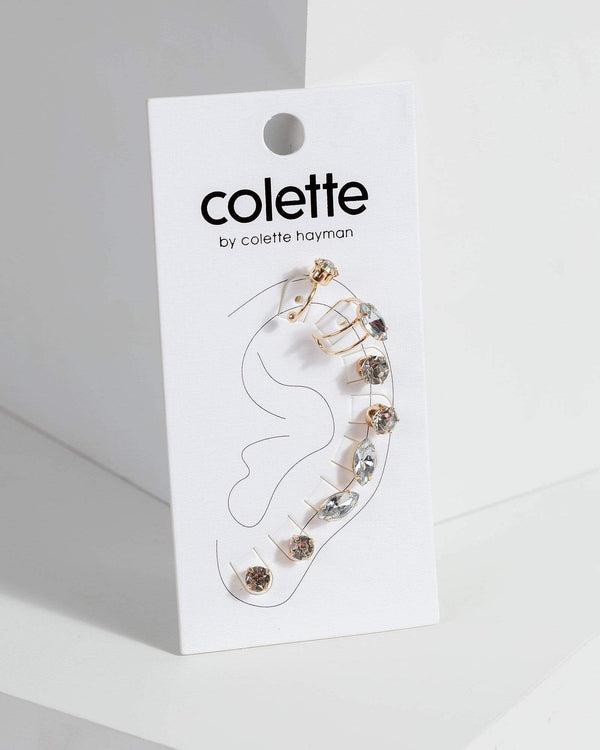 Colette by Colette Hayman Gold Crystal Ear Stack Earrings