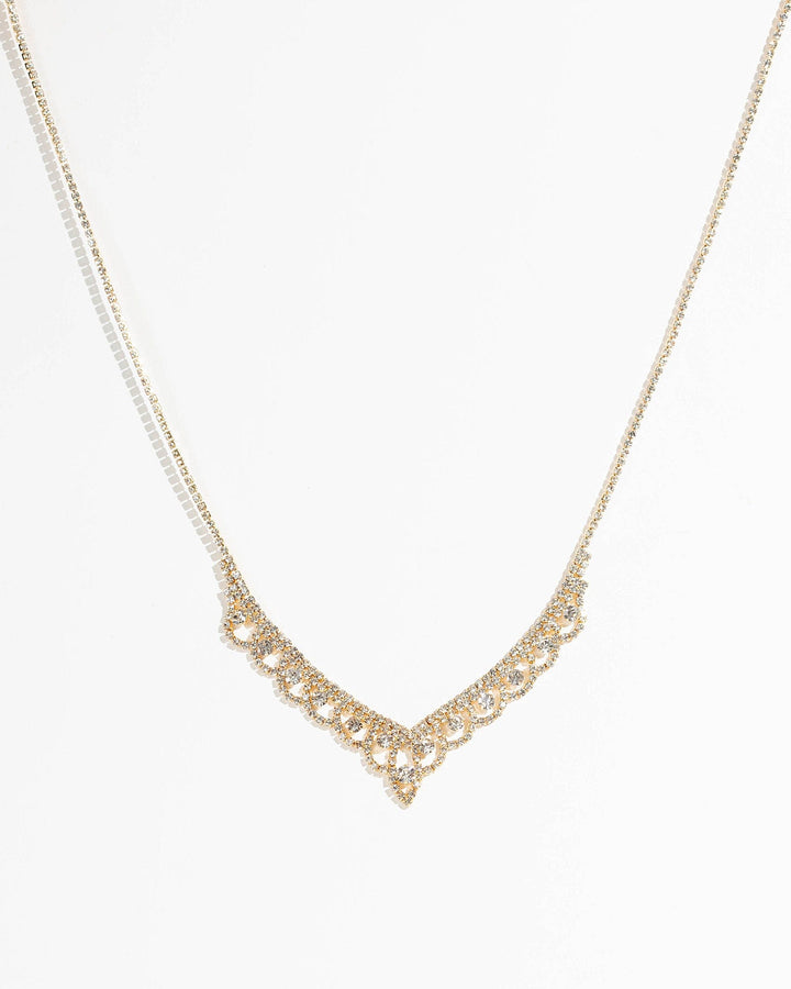 Colette by Colette Hayman Gold Crystal Fine V Necklace