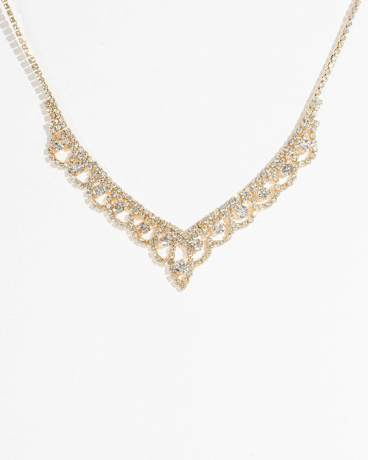 Colette by Colette Hayman Gold Crystal Fine V Necklace