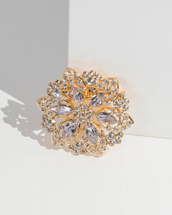 Colette by Colette Hayman Gold Crystal Flower Detail Brooch