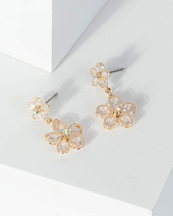 Gold Crystal Flower Earrings | Earrings