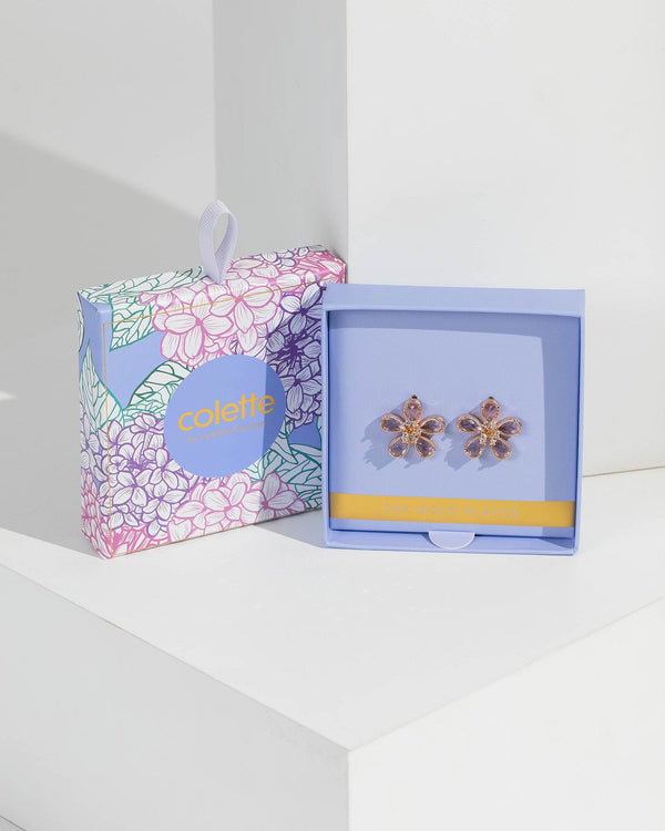 Gold Crystal Flower Gift Boxed Earrings | Earrings