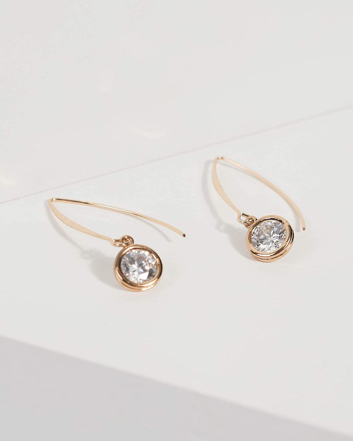 Gold Crystal Hook Drop Earrings | Earrings