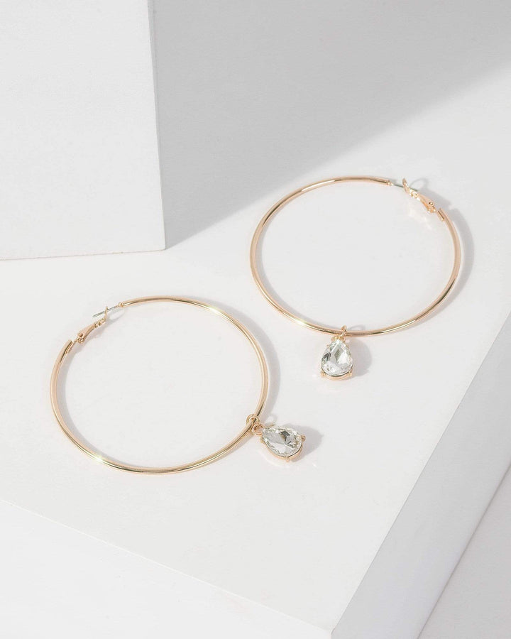 Gold Crystal Hoop Earrings | Earrings