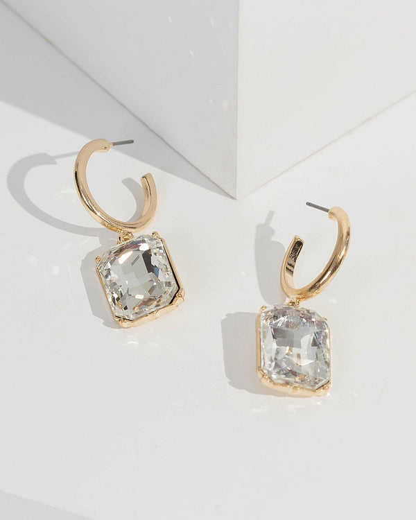 Gold Crystal Hoop Earrings | Earrings