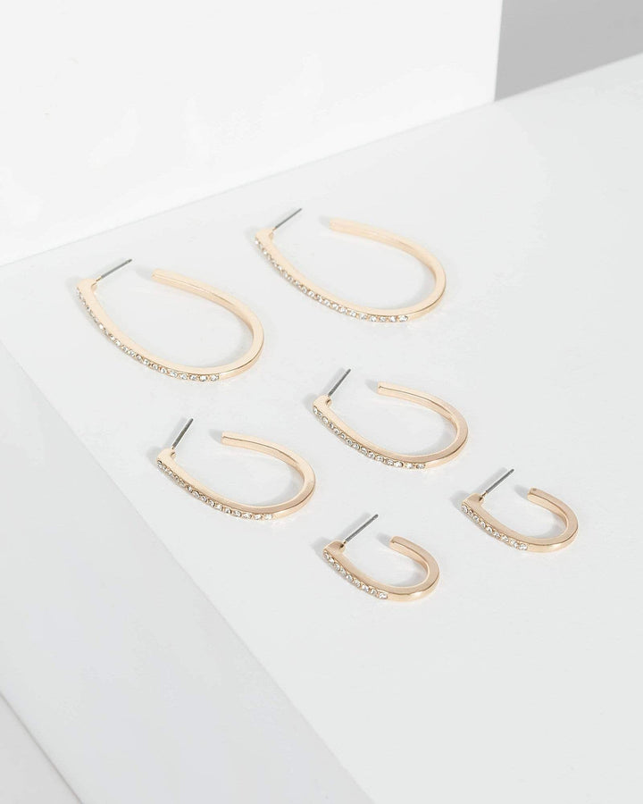 Gold Crystal Hoop Earrings Pack | Earrings
