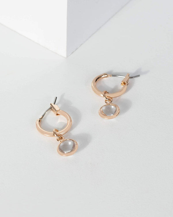 Gold Crystal Huggie Hoop Earrings | Earrings
