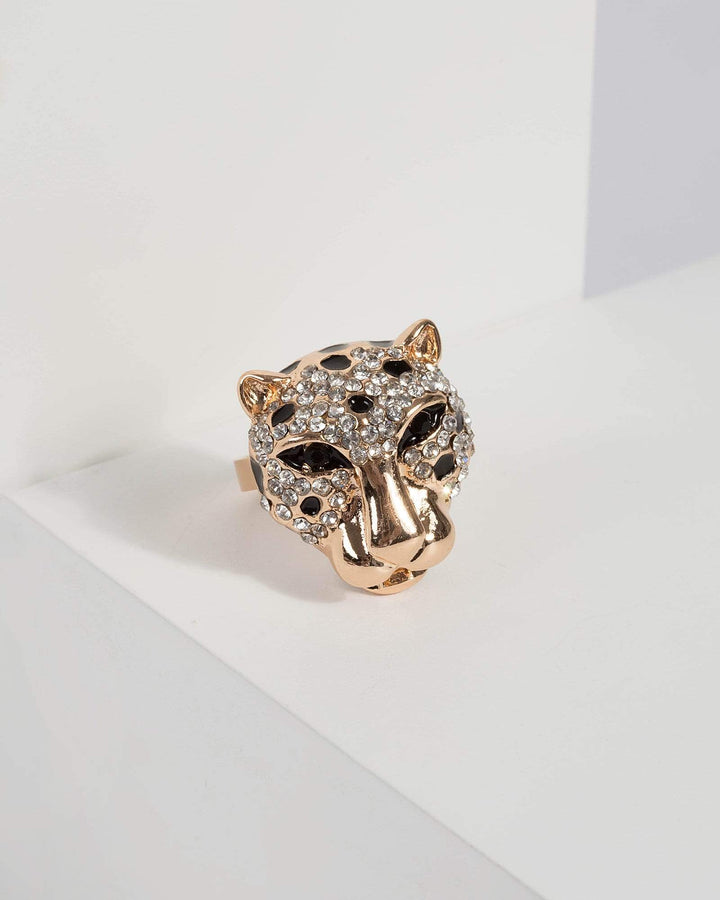 Gold Crystal Leopard Ring | Rings