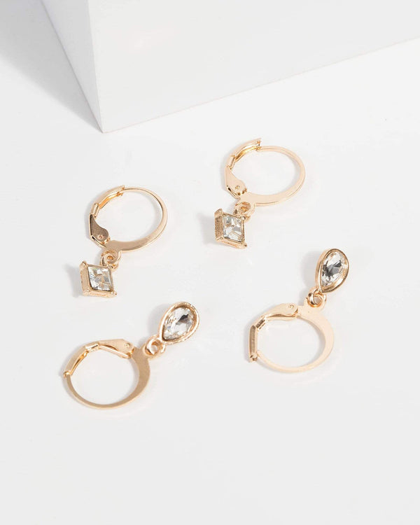 Gold Crystal Multi Hoop Set | Earrings