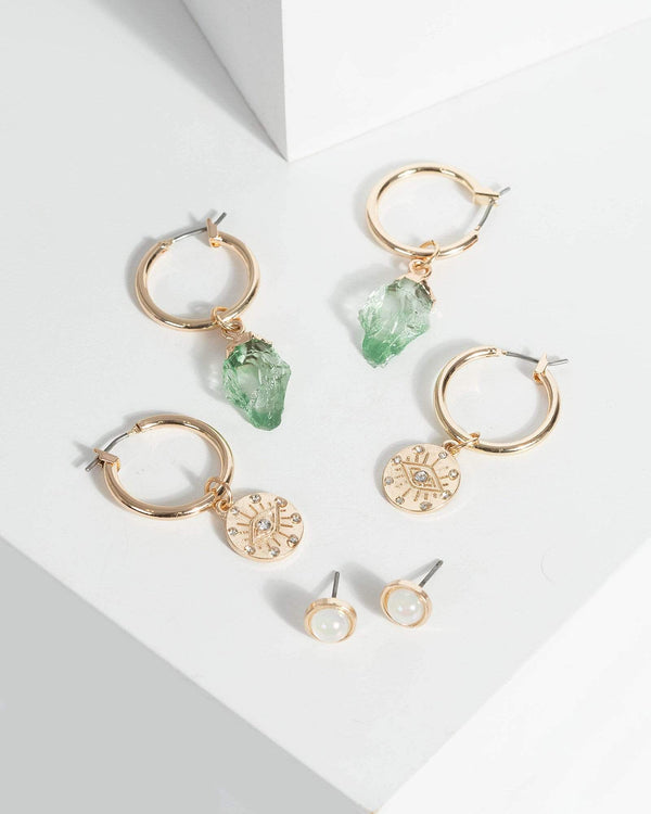 Gold Crystal Multi Pack Earrings | Earrings