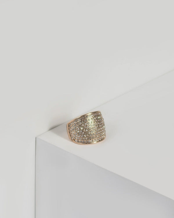 Gold Crystal Pave Dome Ring | Rings