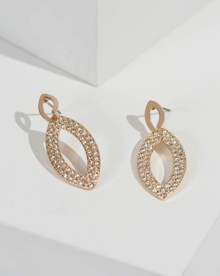Gold Crystal Pave Drop Link Earrings | Earrings