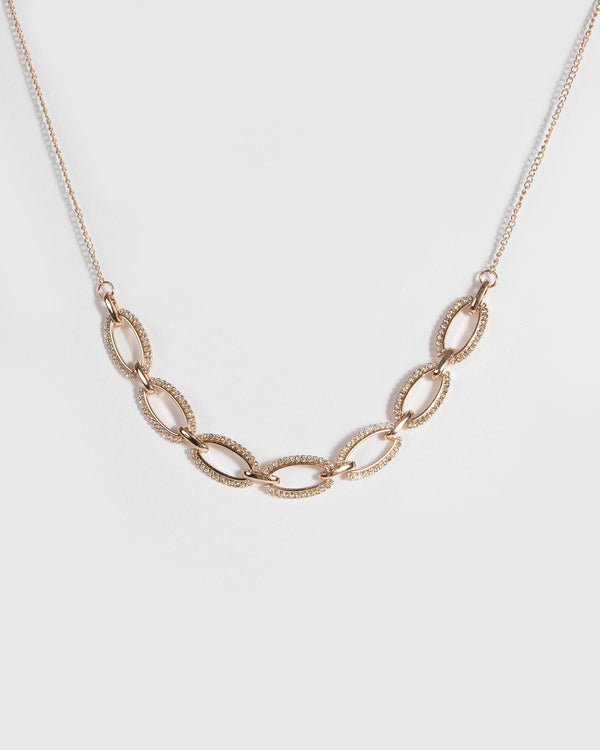 Gold Crystal Pave Oval Necklace | Necklaces