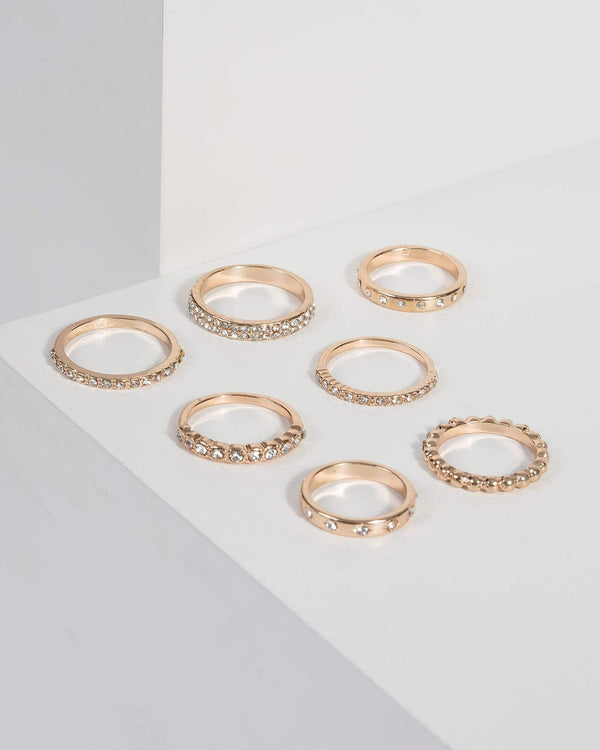 Gold Crystal Pave Ring Set | Rings