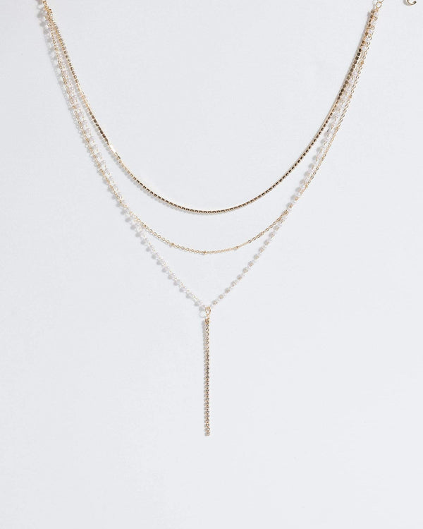 Colette by Colette Hayman Gold Crystal Pearl Fine Chain Necklace