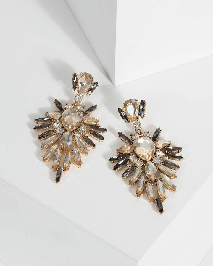 Gold Crystal Radiant Drop Earrings | Earrings