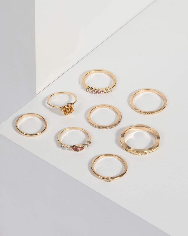 Gold Crystal Ring Set | Rings
