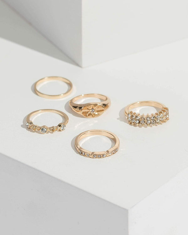 Gold Crystal Ring Stack | Rings