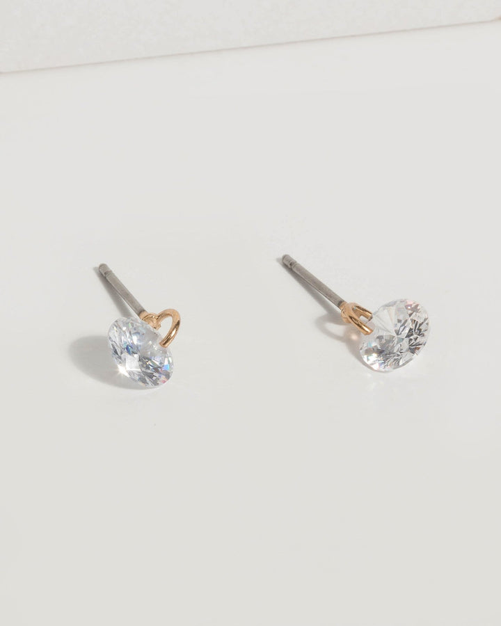 Gold Crystal Small Stud Earrings | Earrings
