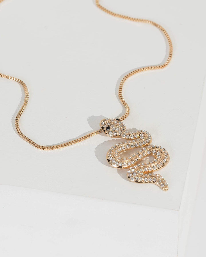 Colette by Colette Hayman Gold Crystal Snake Pendant Necklace