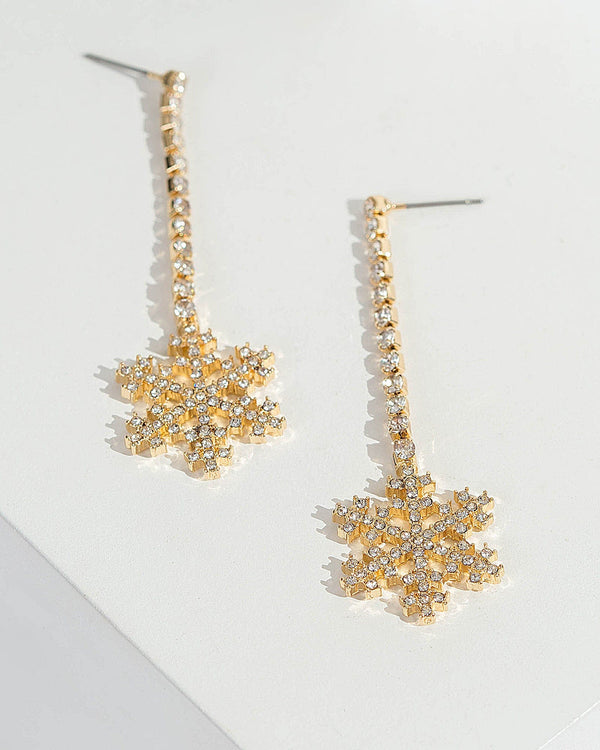 Colette by Colette Hayman Gold Crystal Snowflake Drop Earrings