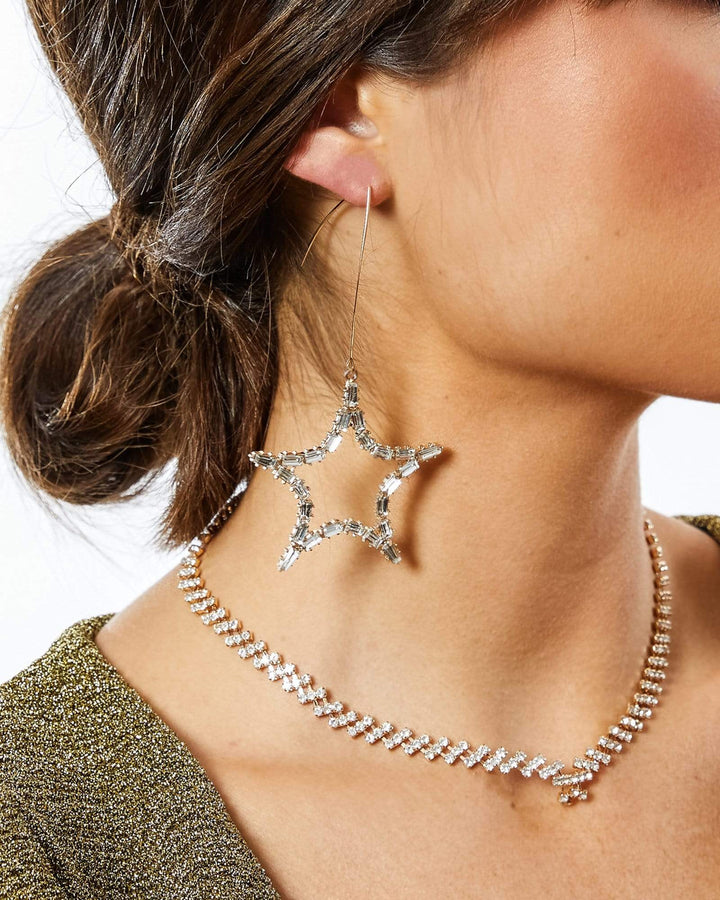 Gold Crystal Star Drop Earrings | Earrings