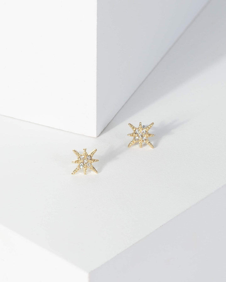 Gold Crystal Star Stud Earrings | Earrings