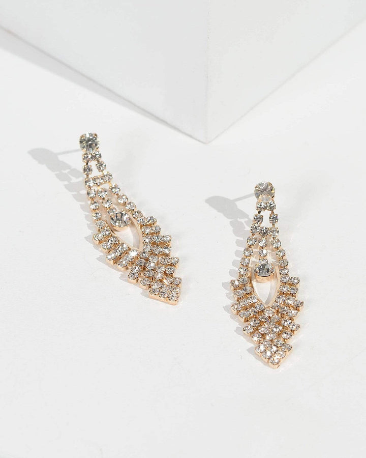 Gold Crystal Statement Drop Earrings | Earrings