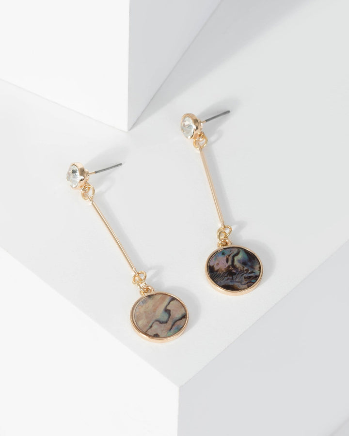 Gold Crystal Stud Drop Disc Earrings | Earrings