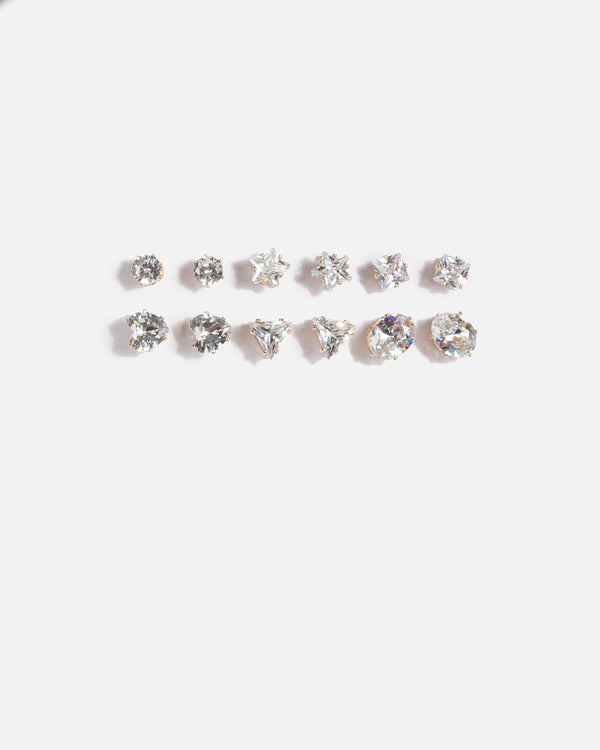 Gold Crystal Stud Earrings Set | Earrings