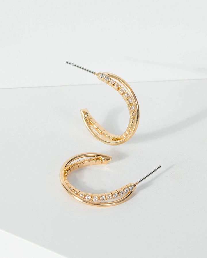 Gold Crystal Wrap Hoop Earrings | Earrings