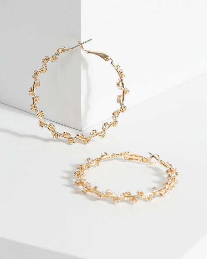 Gold Crystal Wrapped Hoop Earrings | Earrings