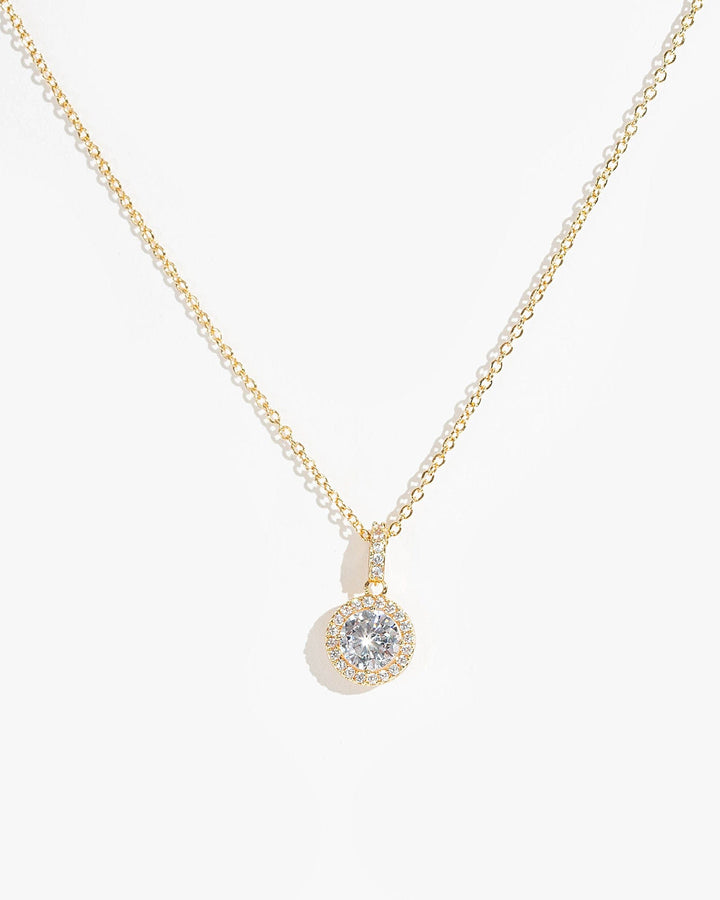 Colette by Colette Hayman Gold Cubic Zirconia Round Crystal Pendant Necklace