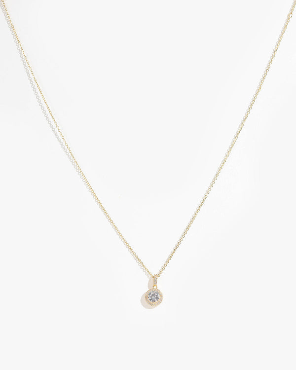 Colette by Colette Hayman Gold Cubic Zirconia Round Crystal Pendant Necklace