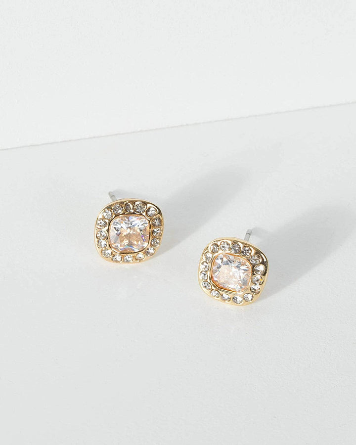 Gold Cubic Zirconia Small Stud Earrings | Earrings