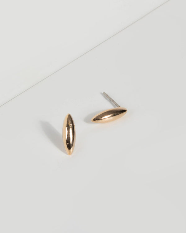 Gold Curved Edge Stud Earrings | Earrings