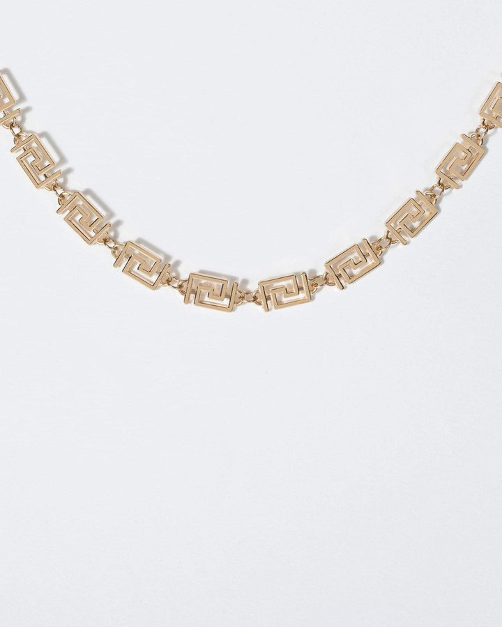 Gold Cut Out Detail Linked Necklace | Necklaces