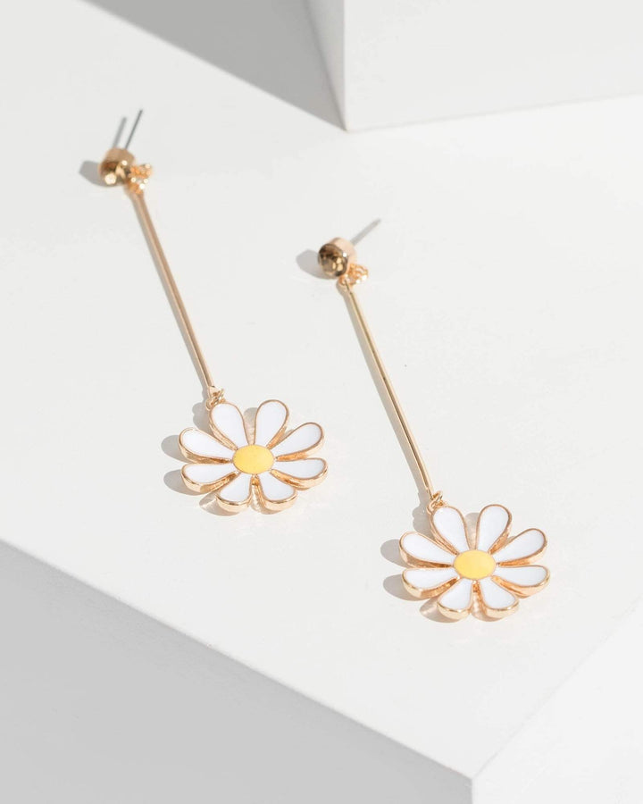 Gold Daisy And Crystal Drop Earrings | Earrings