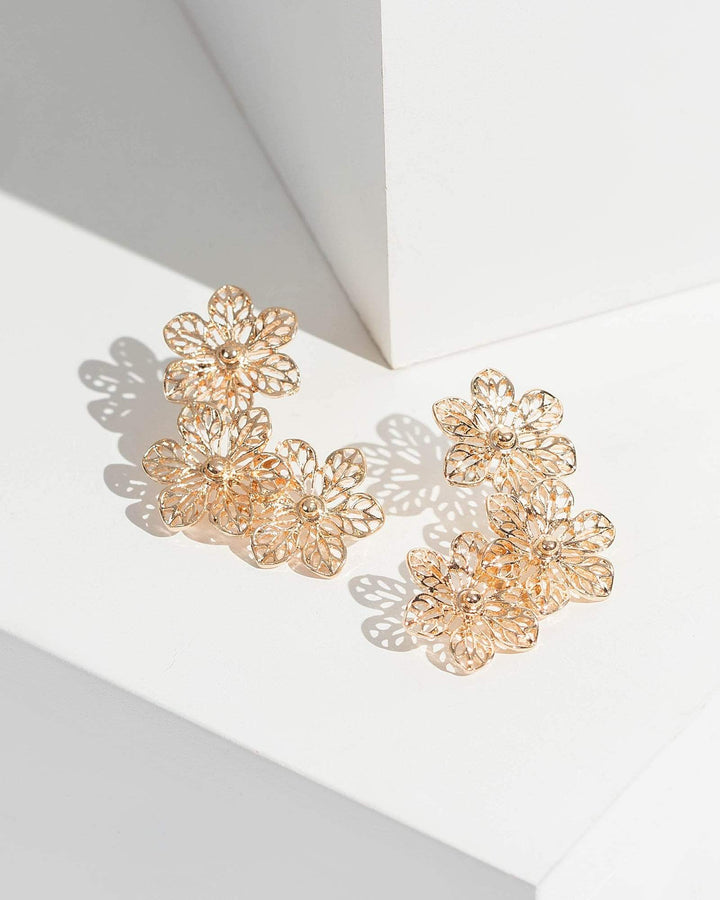 Gold Daisy Cluster Drop Earrings | Earrings