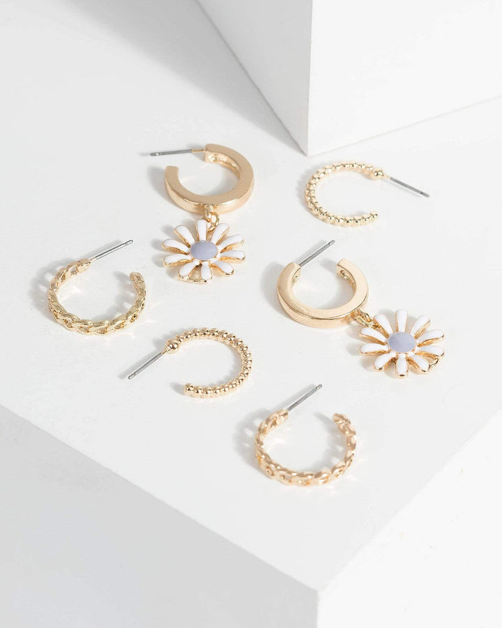 Gold Daisy Huggie Earrings Pack | Earrings