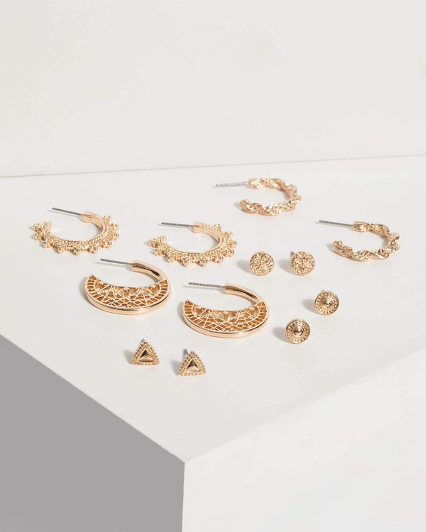 Gold Detailed Hoop Earrings | Earrings