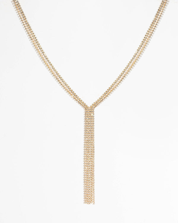Colette by Colette Hayman Gold Diamante Chain Lariat Necklace