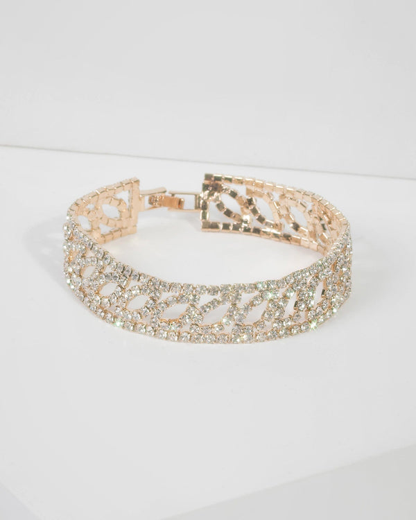 Colette by Colette Hayman Gold Diamante Chain Oval Tennis Bracelet