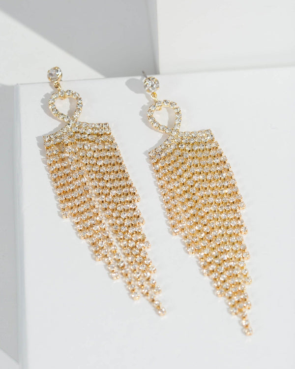 Colette by Colette Hayman Gold Diamante Chain Twist Drop Earrings