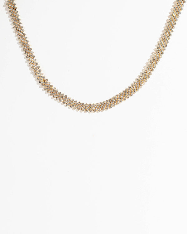 Colette by Colette Hayman Gold Diamante Cup Chain Choker Necklace