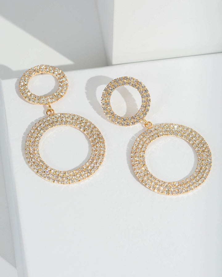 Colette by Colette Hayman Gold Diamante Cup Chain Round Earrings